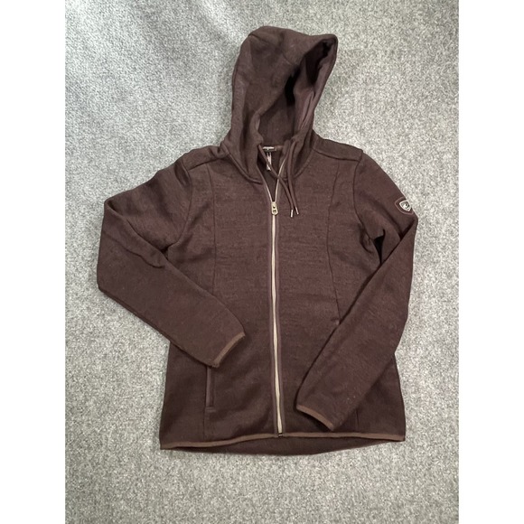 KUHL Fleece Jacket Ascendyr Womens Small Burgundy Brown Hoodie Full Zip Gorpcore - Picture 2 of 11